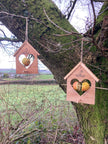 Wood Heart Shaped Love Birds Bird Feeder Great Oak Farm