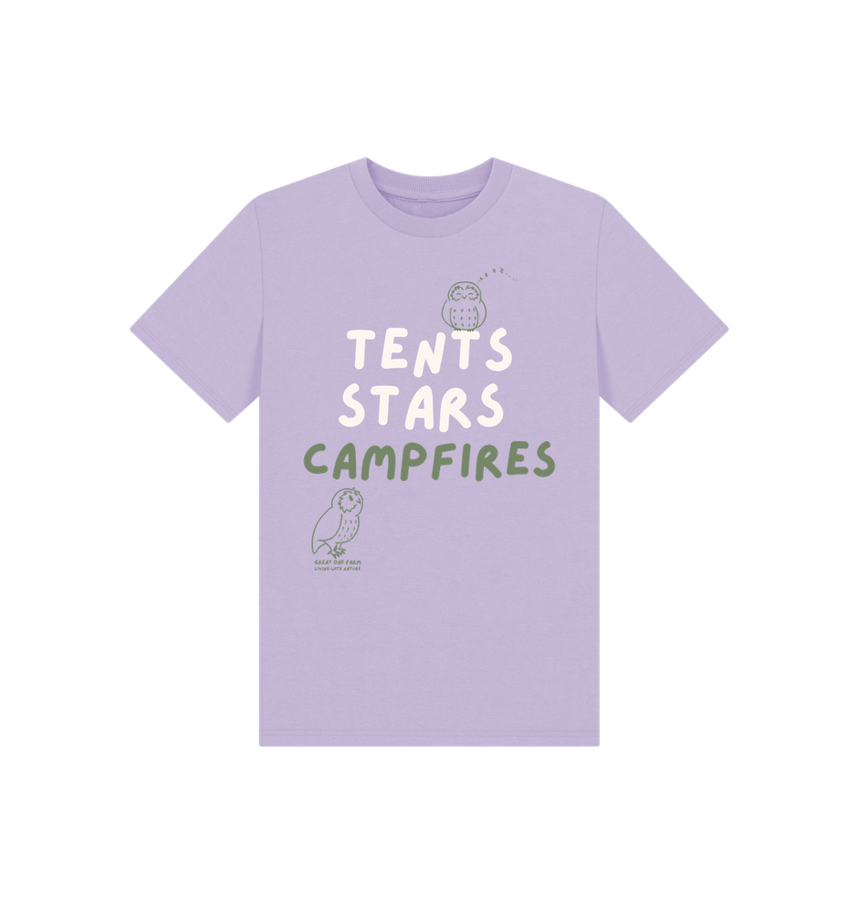 Great Oak Farm Lilac Tents Stars Campfires T-shirt