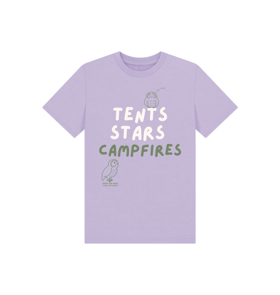 Great Oak Farm Lilac Tents Stars Campfires T-shirt