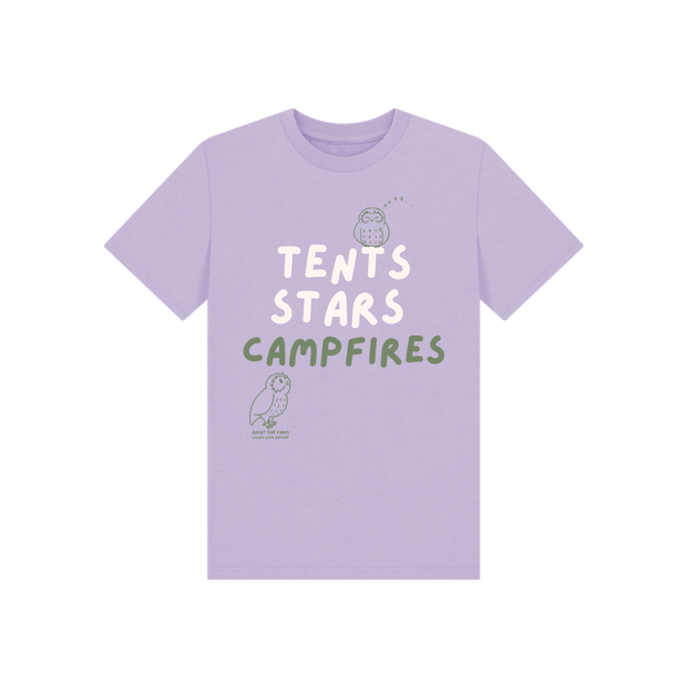 Great Oak Farm Lilac Tents Stars Campfires T-shirt