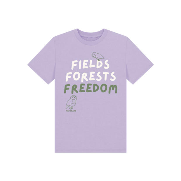 Great Oak Farm Lilac Fields Forests Freedom T-shirt