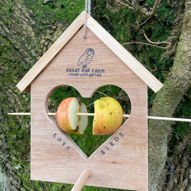 Wood Heart Shaped Love Birds Bird Feeder Great Oak Farm