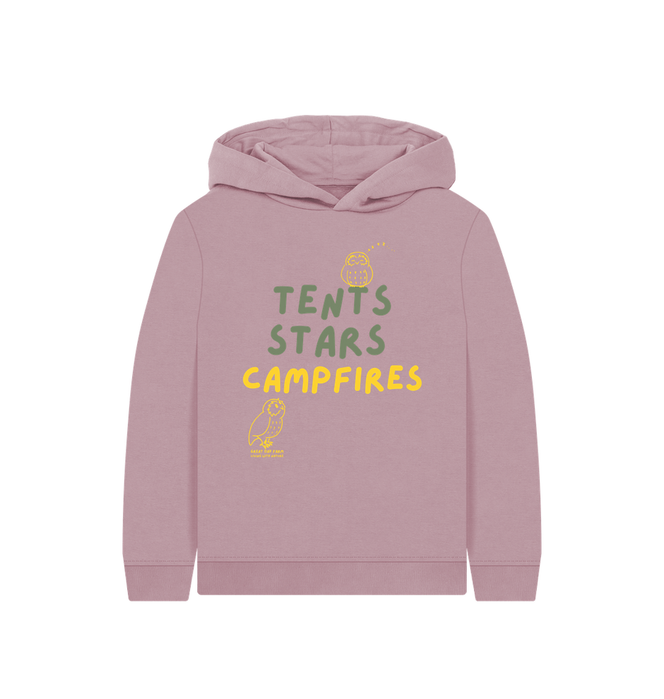 Great Oak Farm Mauve Tents Stars Campfires Hoodie