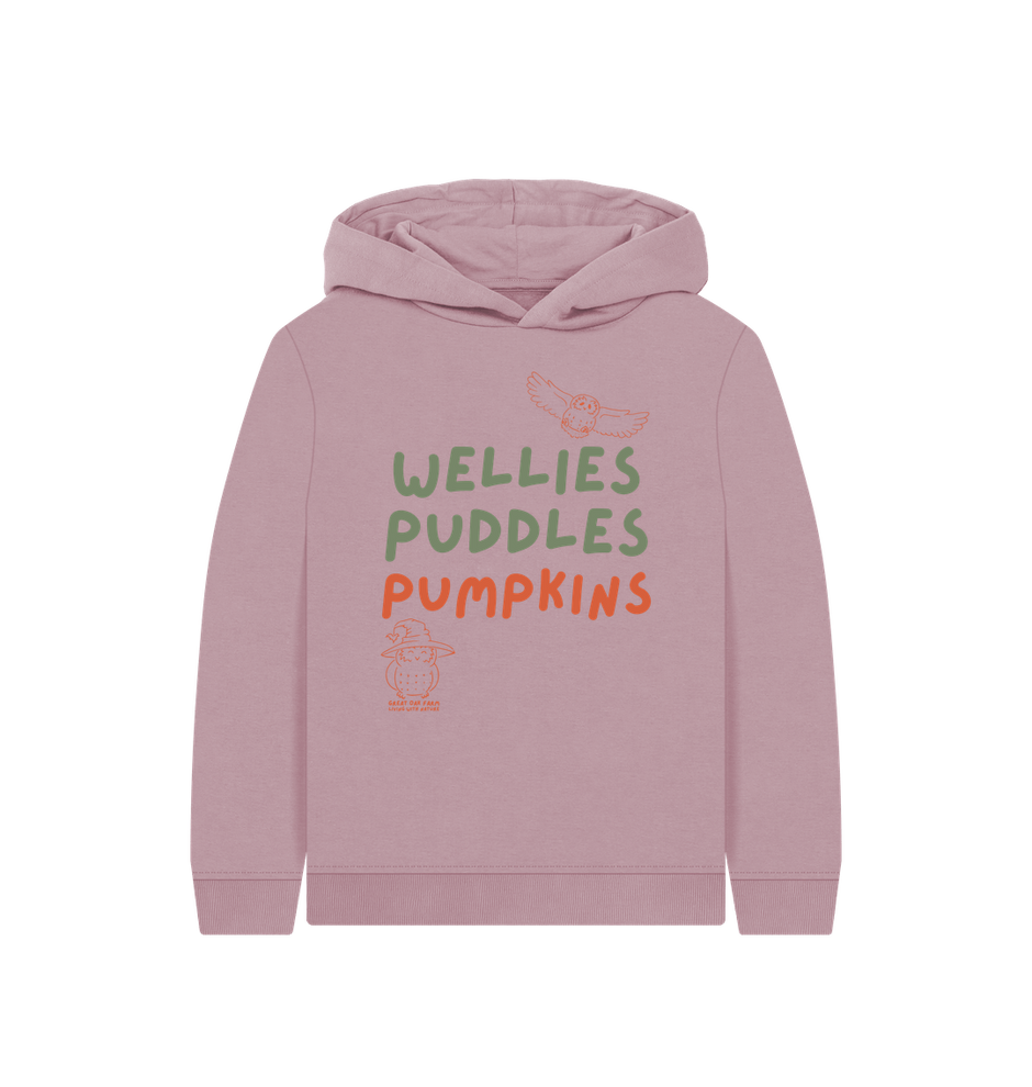 Great Oak Farm Mauve Wellies Puddles Pumpkins Hoodie