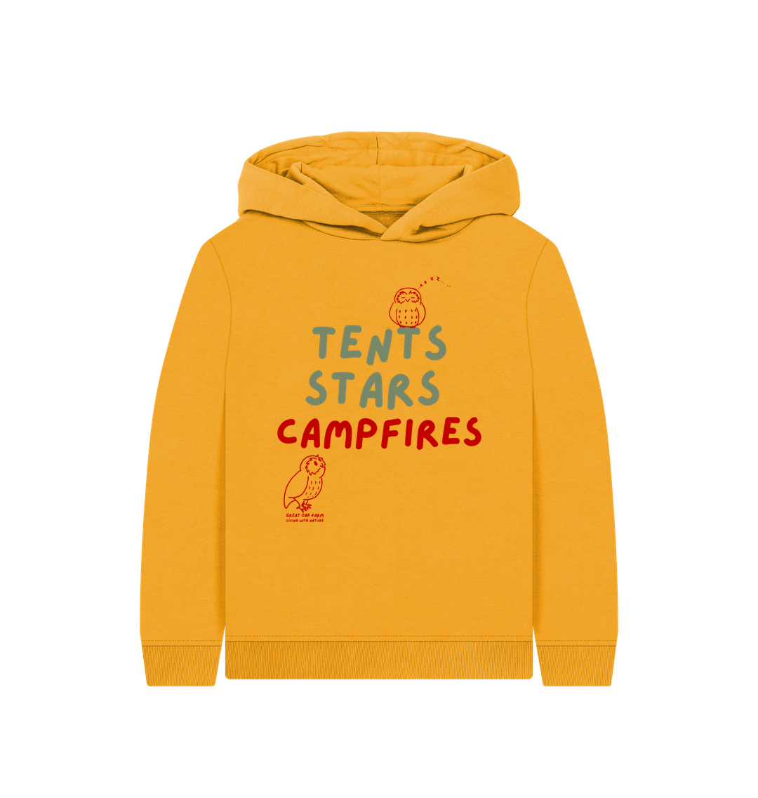 Great Oak Farm Mustard Tents Stars Campfires Hoodie