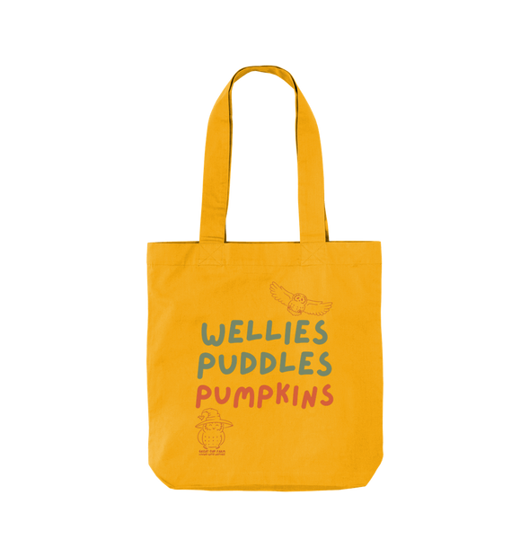 Great Oak Farm Mustard Wellies Puddles Pumpkins Tote
