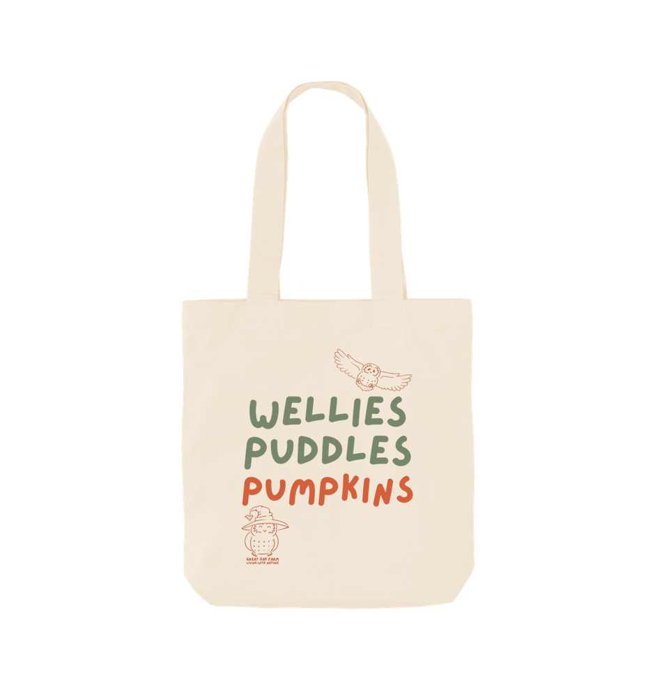 Great Oak Farm Natural Large Wellies Puddles Pumkins Tote
