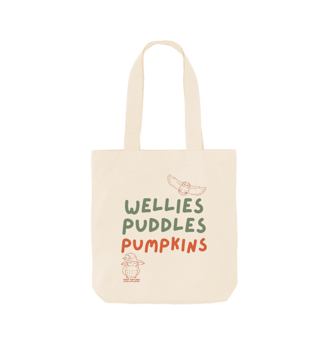 Great Oak Farm Natural Large Wellies Puddles Pumkins Tote