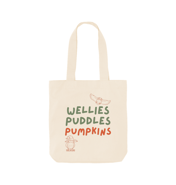 Great Oak Farm Natural Large Wellies Puddles Pumkins Tote