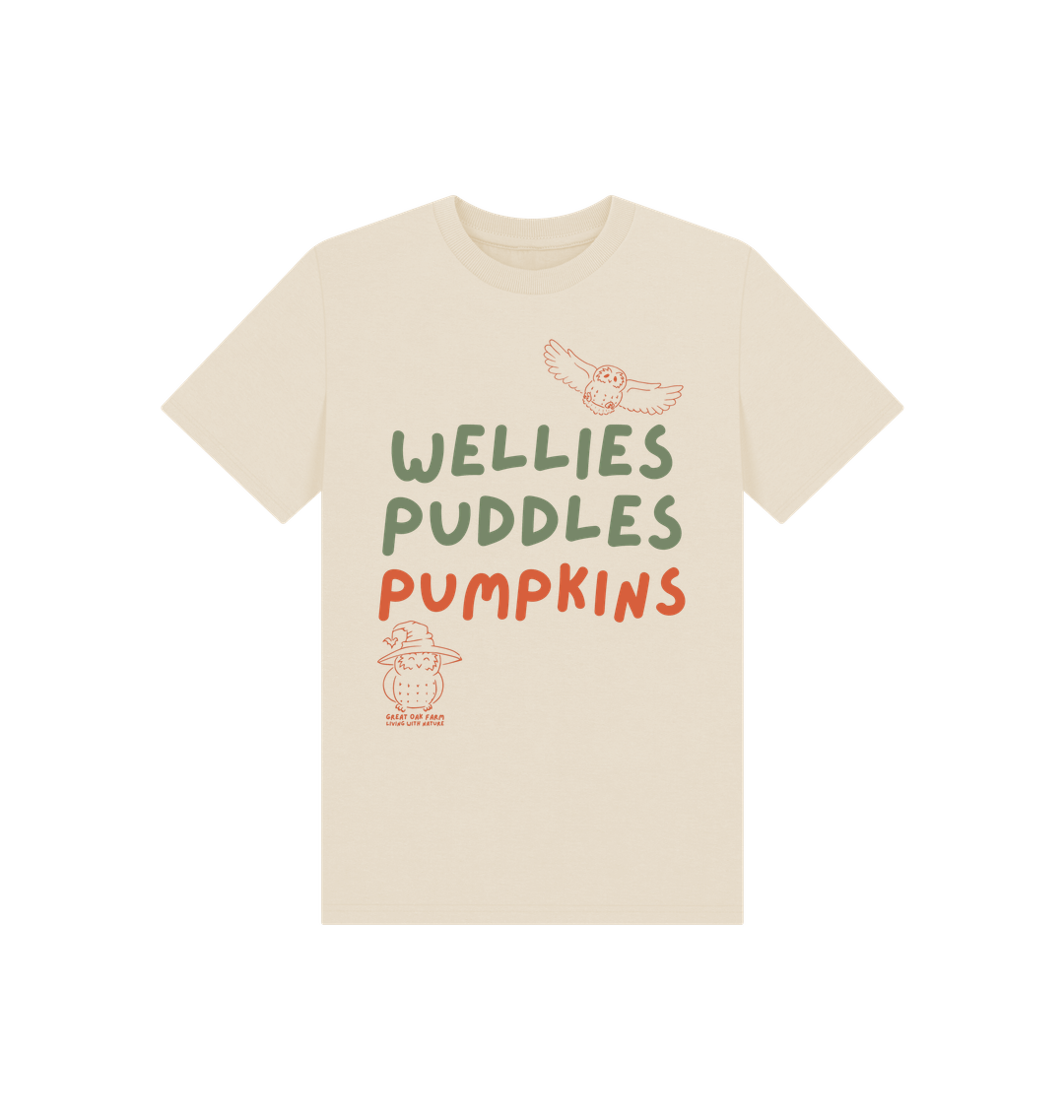 Great Oak Farm Natural Wellies Puddles Pumpkins T-shirt