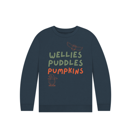 Great Oak Farm Navy Blue Wellies Puddles Pumpkins Jumper
