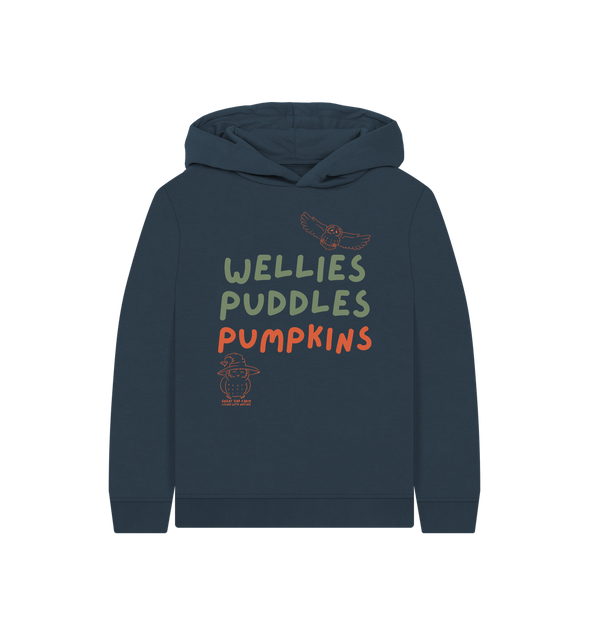 Great Oak Farm Navy Blue Wellies Puddles Pumpkins Hoodie