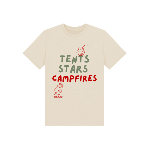 Great Oak Far Oat Tents Stars Campfires T-shrt