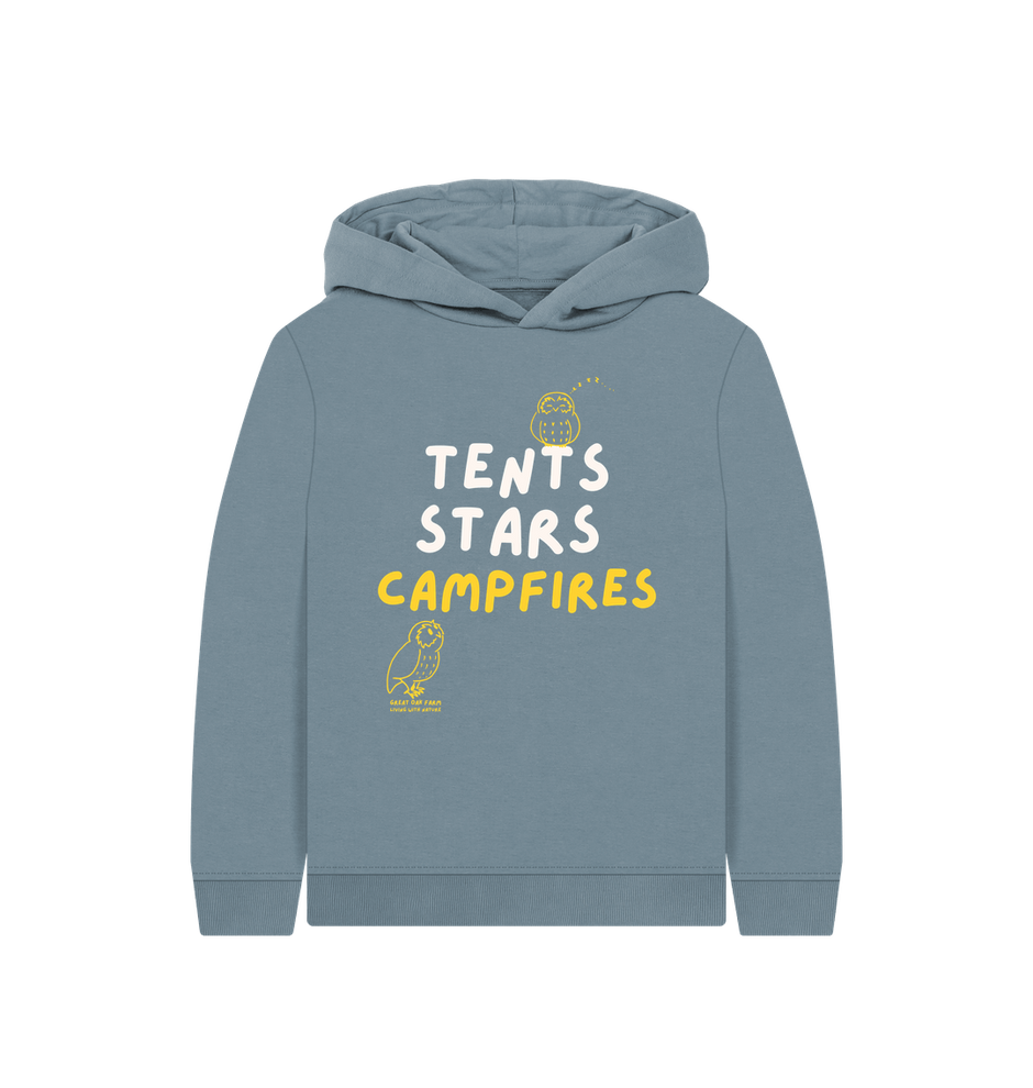 Great Oak Farm Stone Blue Tents Stars Campfires Hoodie