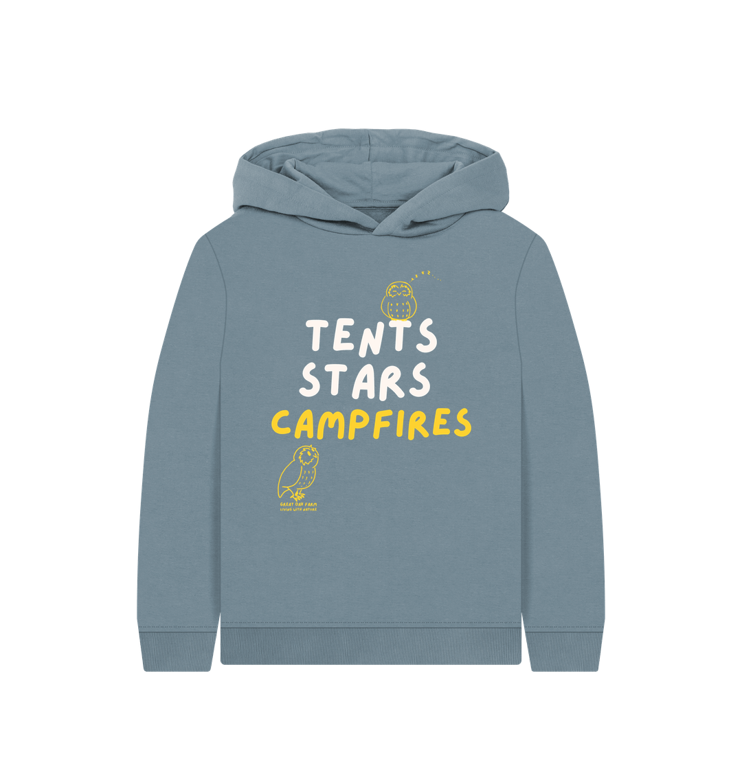 Great Oak Farm Stone Blue Tents Stars Campfires Hoodie