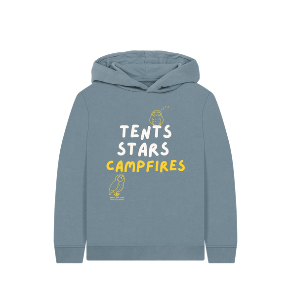 Great Oak Farm Stone Blue Tents Stars Campfires Hoodie
