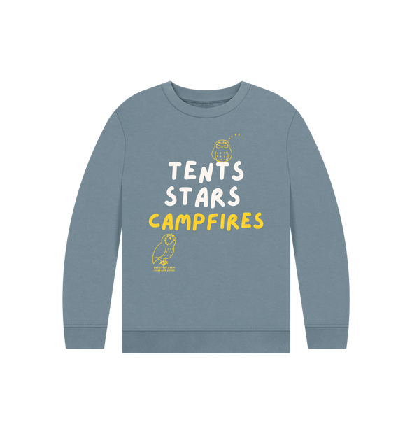 Great Oak Farm Stone Blue Tents Stars Campfires Jumper