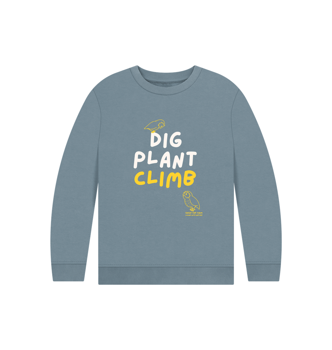 Great Oak Farm Stone Blue Dig Plant Climb Jumper