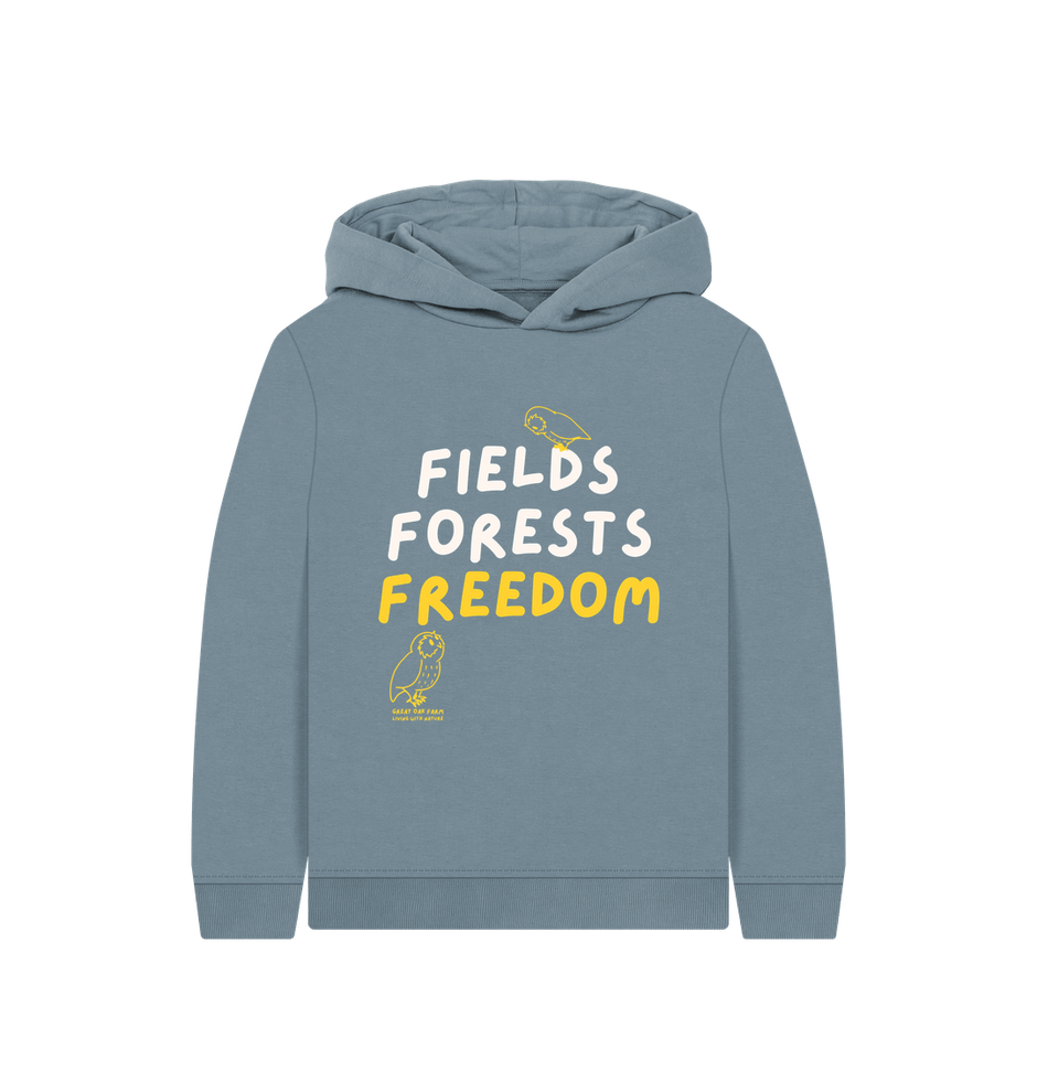 Great Oak Farm Stone Blue Fields Forests Freedom hoodie