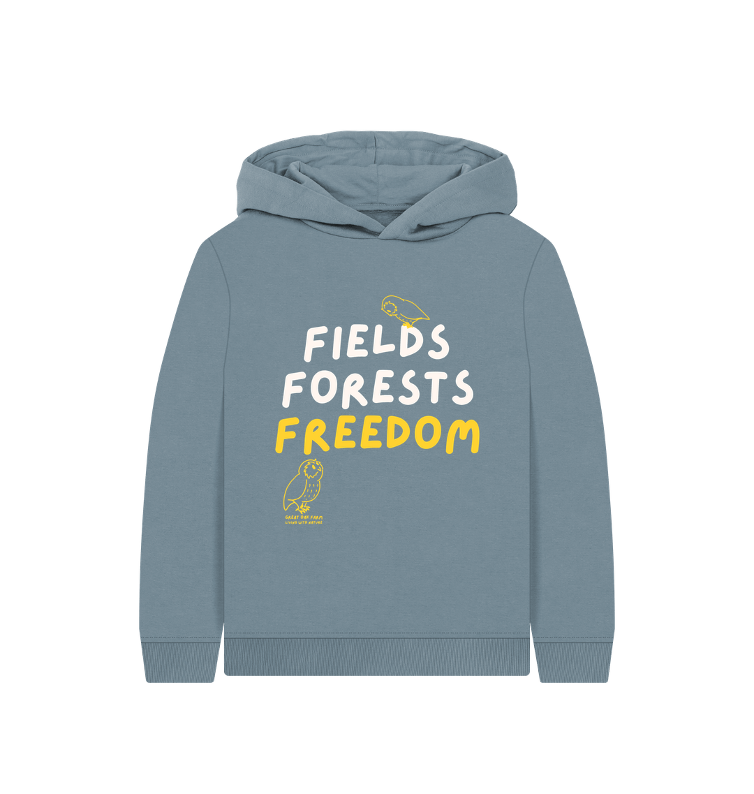 Great Oak Farm Stone Blue Fields Forests Freedom hoodie
