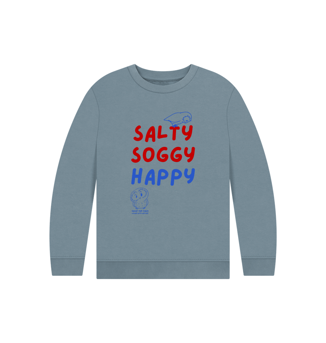 Great Oak Farm Stone Blue Salty Soggy Happy Jumper